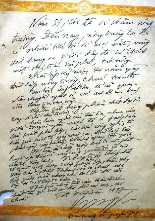 Bút tích của Đại tướng trong sổ vàng của Nông trường Thống Nhất.