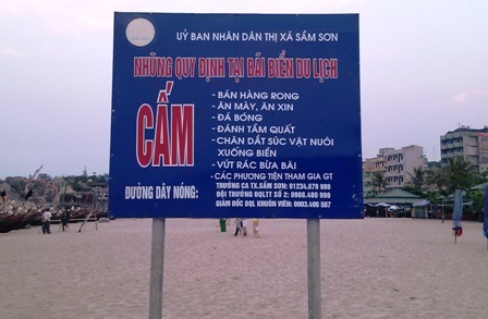 Sầm Sơn quy định giá trần 11 nhóm hàng hóa, dịch vụ du lịch - 1 Những quy định tại bãi biển du lịch Sầm Sơn năm 2013.