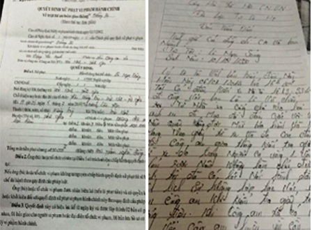 Quyết định xử lý vi phạm hành chính và bản kiểm điểm của Lê Ngọc Sáng (Ảnh: TT)