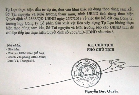 Biên bản xử phạt vi phạm hành chính lần 2 đối với Cty Tự Lực