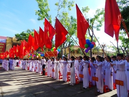 Lễ khai giảng năm học mới tại trường THPT Quảng Xương I.