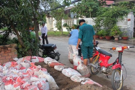 “Mắc võng” trên đê bao chống chọi với... nước - 2 Các đoạn bờ bao “yếu” được gia cố