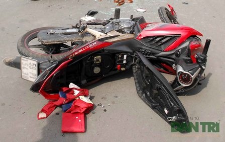 Chiếc xe Exciter mà hai tên cướp sử dụng trong chiều 17/10