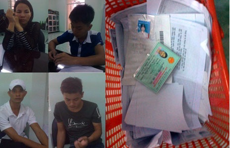 Nhóm đối tượng và một số giấy tờ trong hồ sơ xin việc được thu giữ