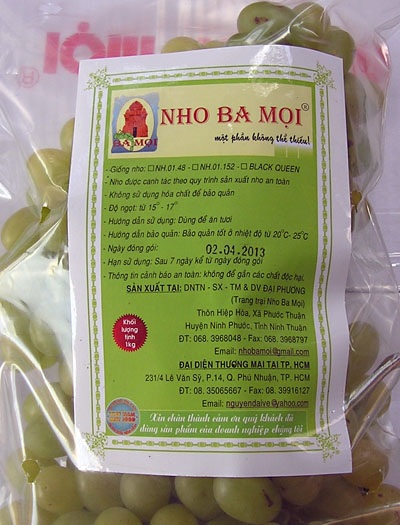 Hiệp hội nho Ninh Thuận bất ngờ với thông tin "nho Việt" ở BigC - 5 Sản phẩm nho Ninh Thuận chính gốc phải có đầy đủ thông tin trên bao bì