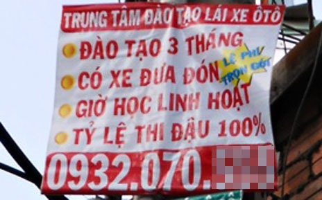 “Choáng” với quảng cáo đào tạo lái xe... đậu 99% - 1 Theo quảng cáo này thì chỉ cần đăng kí, đóng tiền là...có bằng