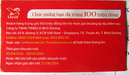 Ăn mì trúng 100 triệu: “Không trả thưởng cho thẻ không hợp lệ” - 1 Cho rằng thẻ của ông Ẩn không hợp lệ, phía công ty Tribeco khẳng định sẽ không trao thưởng