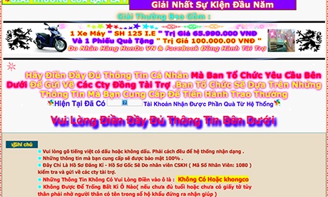 "Hốt" hàng trăm triệu bằng chiêu lừa "cũ rích" trên Zalo, Facebook - 2 Thông tin trên trang web tuanlocvang.vn mà chị L. đã nhập thông tin cá nhân