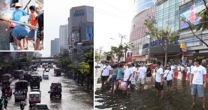Lũ lụt đe dọa hệ thống tàu điện ngầm ở thủ đô Thái Lan  - 1