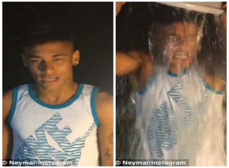 Ozil, Neymar, Ronaldo đua nhau...dội nước đá lên người - 4 Neymar hào hứng tham gia Ice Bucket