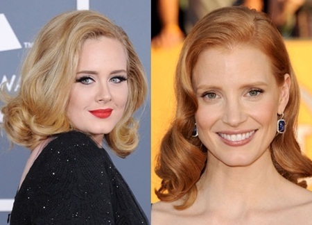 Nữ ca sĩ Adele (trái)