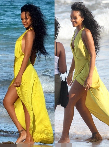 Rihanna trở thành đại sứ du lịch của Barbados - 5 Rihana rực rỡ và gợi cảm trong chiếc váy vàng