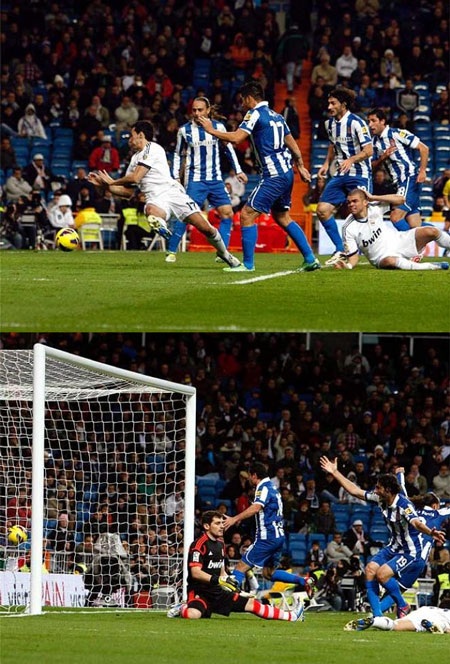 Nhìn lại trận hòa muối mặt của Real Madrid ngay trên Bernabeu - 14 Niềm vui sướng tột độ của Albin sau khi cân bằng tỉ số cho Espanyol ở những phút cuối trận.