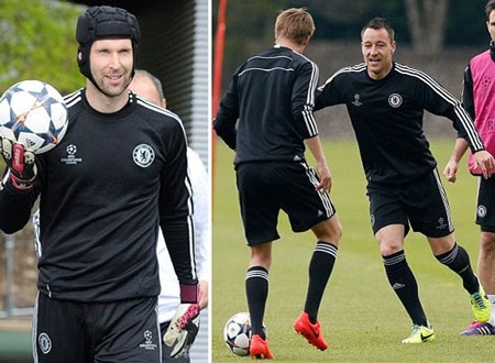 Chelsea đón một loạt trụ cột trở lại trước đại chiến với Atletico - 1 Cech và Terry bất ngờ trở lại tập luyện