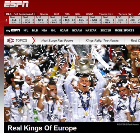 Truyền thông quốc tế ca ngợi chiến tích Decima của Real Madrid - 1 Real trở lại
ngai vàng tại châu Âu.