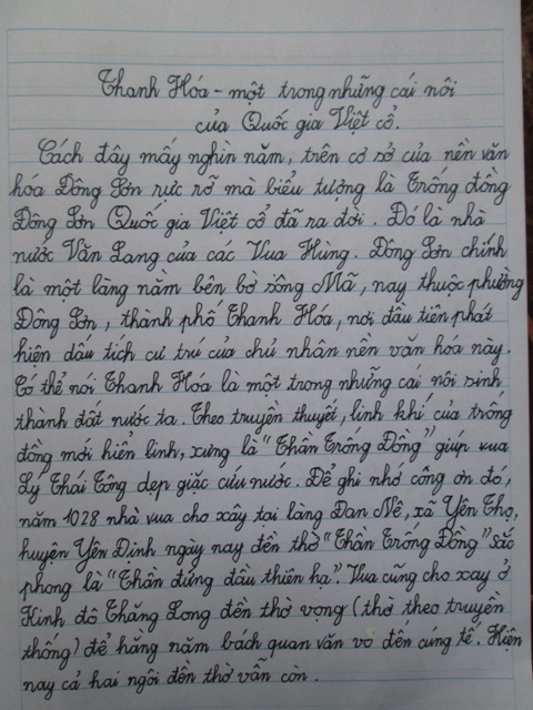 Chữ viết của Tuấn sau hơn 4 năm không đụng đến sách vở