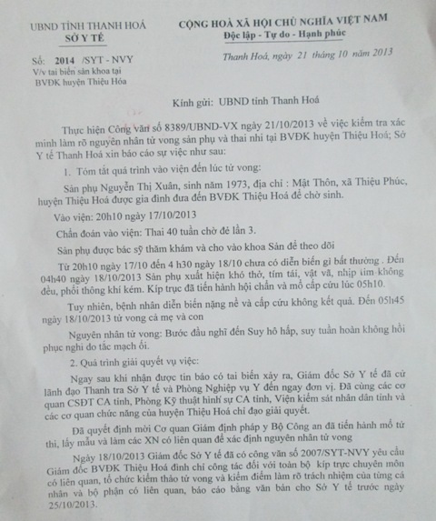 Công văn Sở Y tế Thanh Hóa gửi UBND tỉnh