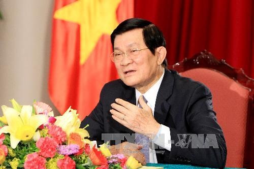 Chủ tịch nước trả lời phỏng vấn kênh truyền hình Nga - 1 Chủ tịch nước Trương Tấn Sang. Ảnh: Nguyễn Khang – TTXVN