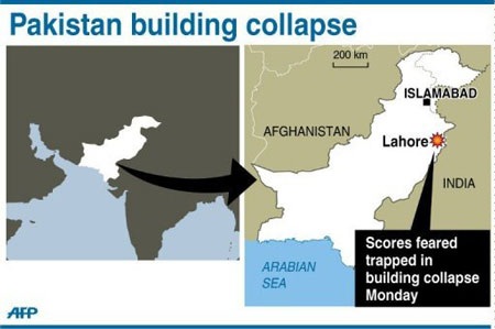 Pakistan: Sập nhà máy, 3 người chết, 100 người mắc kẹt - 1 Pakistan: Sập nhà máy, 3 người chết, 100 người mắc kẹt - 1