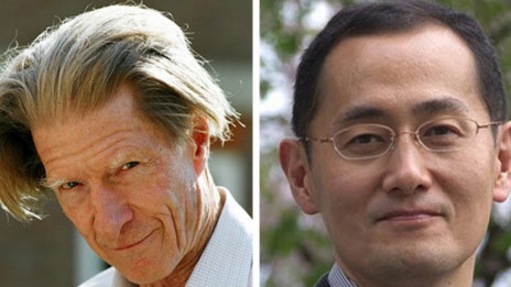 Hai nhà khoa học Anh-Nhật chia nhau giải Nobel Y học - 1 John Gurdon (trái) và Shinya Yamanaka, hai nhà khoa học hàng đầu về nghiên cứu tế bào gốc.