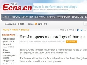Phản đối Trung Quốc lập phòng khí tượng ở Hoàng Sa