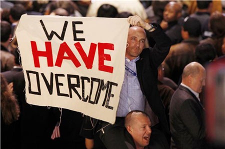 Khẩu hiệu Chúng tôi đã chiến thắng của những người ủng hộ Obama.