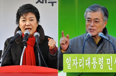 Hàn Quốc liệu có nữ tổng thống đầu tiên? - 1 Bà Park Geun Hye và đối thủ Moon Jae In đang giữ khoảng cách sít sao.