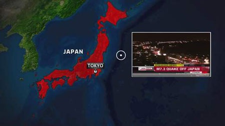 Sóng thần cao 1m ập vào đông bắc Nhật sau động đất 7,3 richter - 1 Các tòa nhà ở Tokyo bị rung lắc mạnh trong trận động đất.