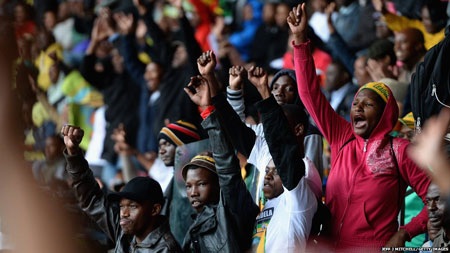 Tổng thống Nam Phi Jacob Zuma phát biểu tại lễ tưởng niệm Nelson Mandela.