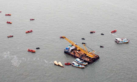 Hiện trường vụ đắm phà Hàn Quốc.