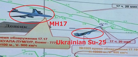 Vụ MH17: Nga "tung" video, ảnh phản bác Ukraine - 7 Hình ảnh radar cho thấy máy bay Su-25 bay gần MH17 vào ngày 17/7.