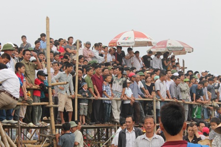 Dịch vụ thuê chỗ đứng “hốt bạc” tại lễ hội chọi trâu - 9 Mỗi khán đài chứa hàng trăm khán giả đủ mọi lứa tuổi, thành phần giới tính