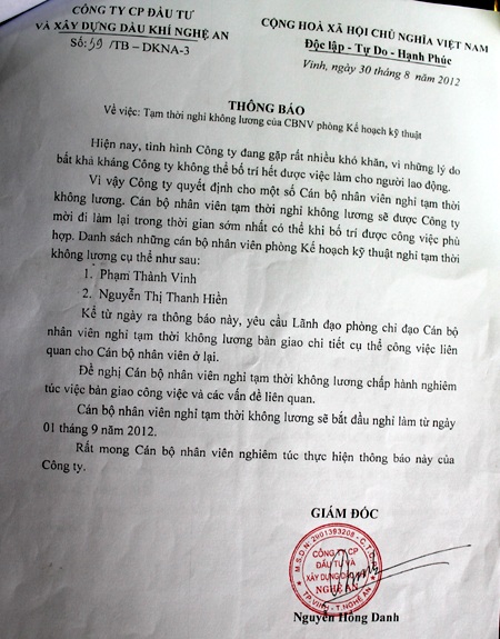 Nợ lương người lao động, giám đốc dọa “không giải quyết” - 4 Trụ sở Công ty CP Đầu tư và XD Dầu khí Nghệ An