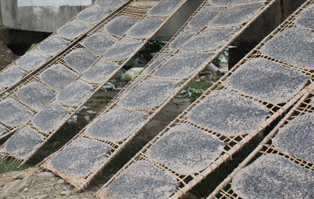 “Công nghệ” bánh đa tẩm bụi - 3 Phơi ngay trên bãi rác