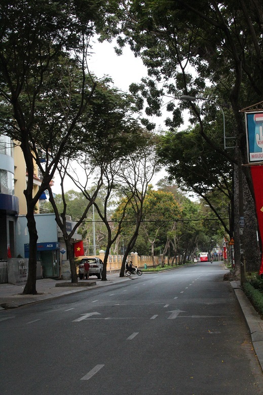 Những hành khách đầu tiên bắt đầu ra đường trong buổi sáng của năm mới.