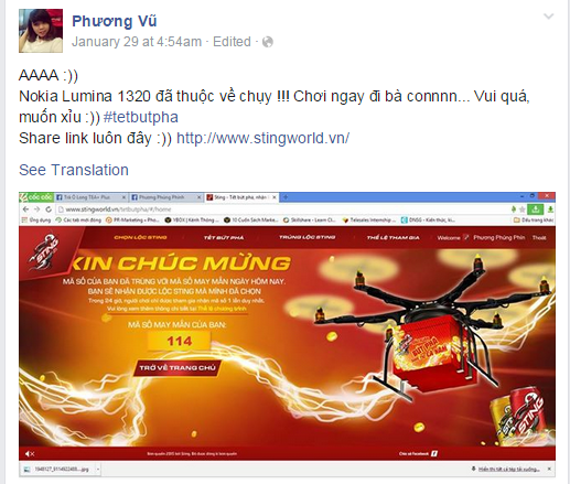 S.UFO - cùng bạn trẻ cả nước bứt phá đầu xuân - 2 Phương Vũ (TP.HCM) hồ hởi chia sẻ niềm vui trên Facebook cá nhân khi biết tin sẽ