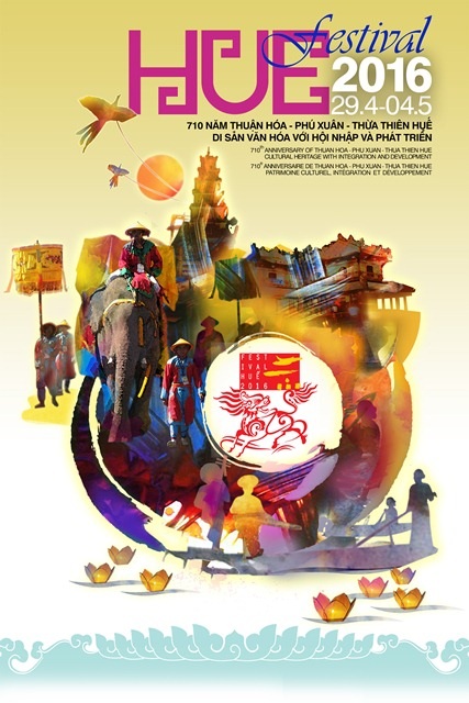 Festival Huế 2016 hướng tới chuyện hội nhập của Di sản văn hóa - 1 Poster của Festival Huế 2016 vừa được công bố trong ngày 8/7