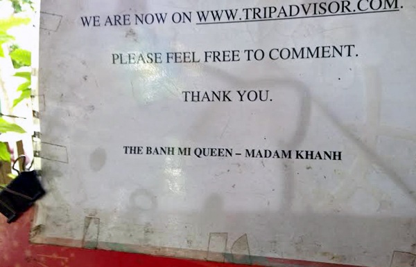 Bánh mì Madam Khanh được xếp hạng thứ 7 của TripAdvisor về
các món ngon ở Hội An