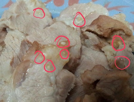 Phát hiện thịt ôi, thịt lợn bò nhiễm bệnh như thế nào? - 2 Biểu hiện của thịt lợn gạo