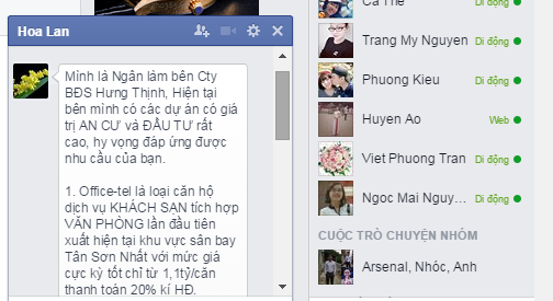 Nở rộ tin nhắn bất động sản "khủng bố" người dùng Facebook - 1 Một tin nhắn quảng cáo b