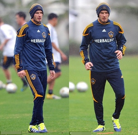 Beckham hứng khởi tập luyện bất chấp trời mưa - 2 Beckham hứng khởi tập luyện bất chấp trời mưa - 2