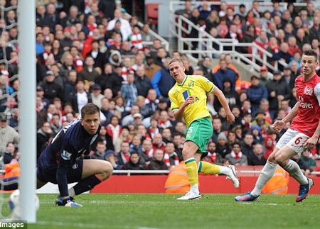 Hòa kịch tính Norwich, Arsenal có nguy cơ mất ngôi thứ 3