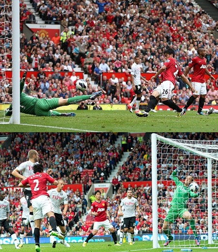 Van Persie lập công, MU nhọc nhằn đánh bại Fulham - 4 Hai pha làm bàn của Kagawa và Rafael vào lưới Fulham