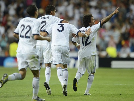 C. Ronaldo tỏa sáng, Real Madrid thắng nghẹt thở Man City - 4 Nhưng Marcelo gỡ hòa 1-1 sau cú sút chân phải tuyệt đẹp