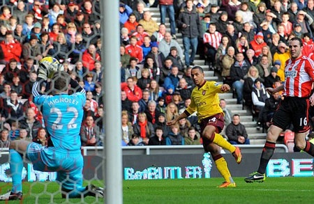 Arsenal giành 3 điểm trước Sunderland trong thế thiếu người - 2 Arsenal luôn có được sự chủ động về thế trận