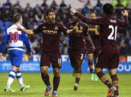 Đánh bại Reading, Man City chính thức giành ngôi á quân - 2 Aguero đưa Man City vượt lên dẫn trước ở cuối hiệp 1