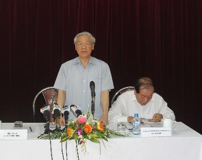 Hoạt động văn hóa nghệ thuật góp phần định hướng đi lên cho xã hội - 1 Tổng bí thư Nguyễn Phú Trọng phát biểu tại buổi làm việc. Ảnh : Trí Dũng - TTXVN