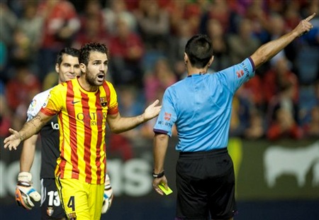 Hòa thất vọng Osasuna, Barcelona chấm dứt mạch trận toàn thắng - 2 Cesc Fabregas đã bỏ lỡ khá nhiều cơ hội ở trận đấu này