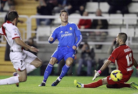 C. Ronaldo lập cú đúp, Real Madrid nhọc nhằn vượt ải Vallecano - 1 C. Ronaldo đưa Real Madrid dẫn trước từ khá sớm