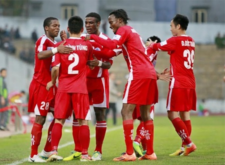 Niềm vui chiến thắng của các cầu thủ Hải Phòng - Ảnh: Gia Hưng